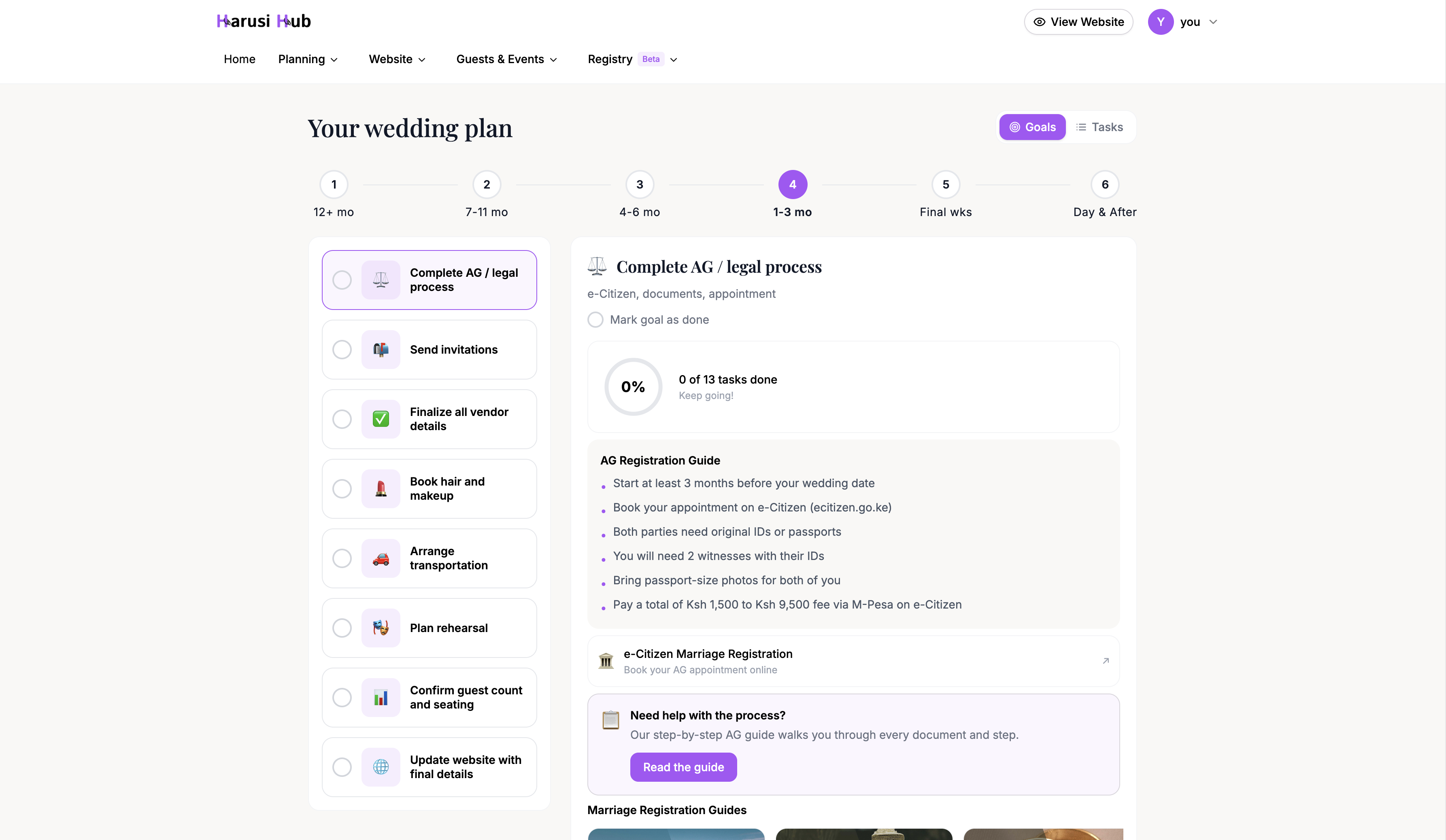 The checklist page showing the Get Started button for first-time users