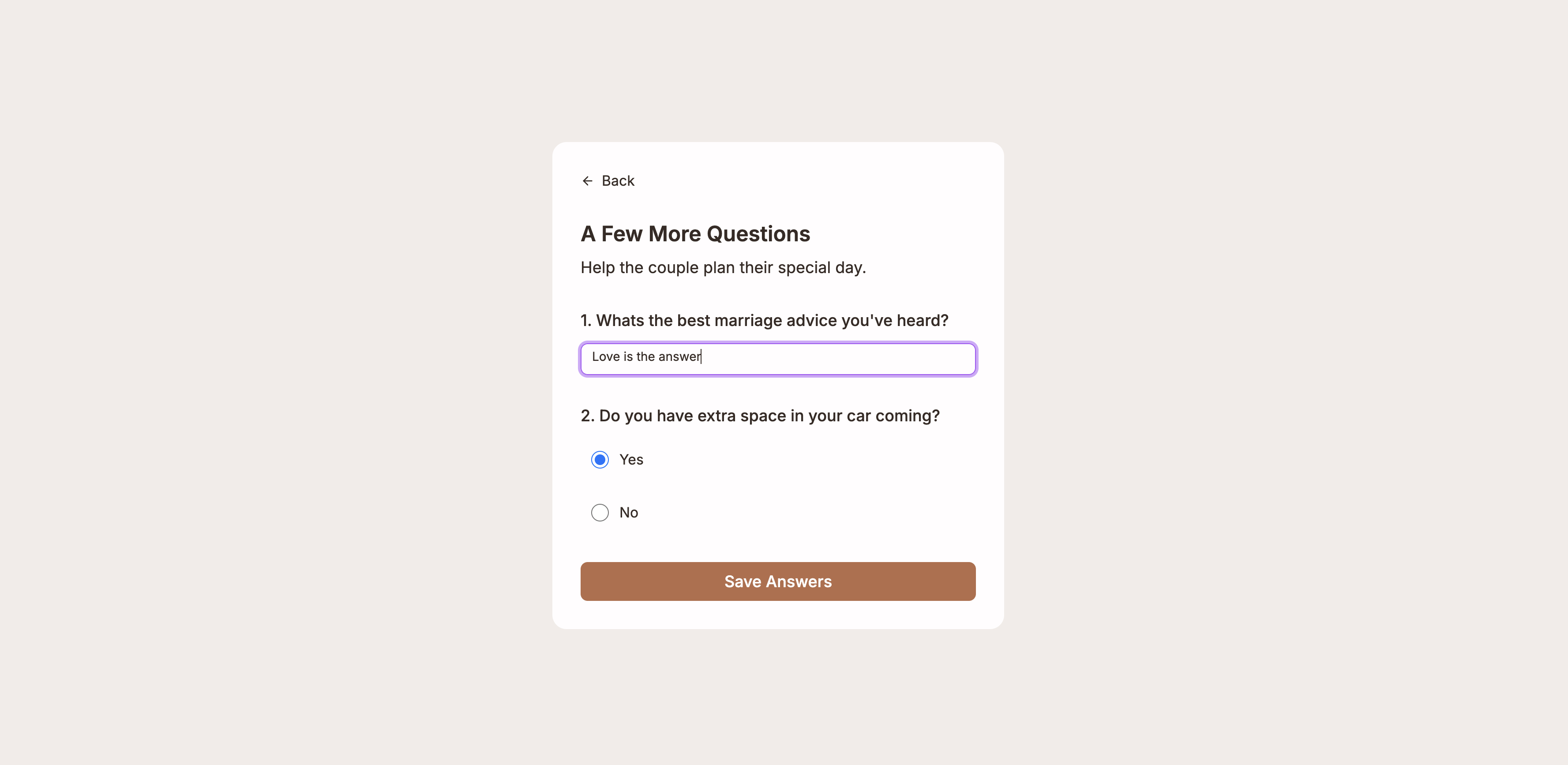 Response analytics showing recent answers and total response count
